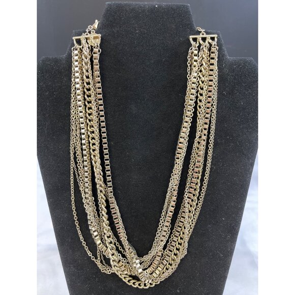 Jewelry - Vintage Womens Gold 12 Strands Chain Necklace SKU 6403